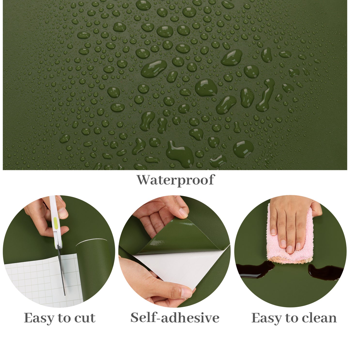 VaryPaper Thick Olive Green Peel and Stick Wallpaper