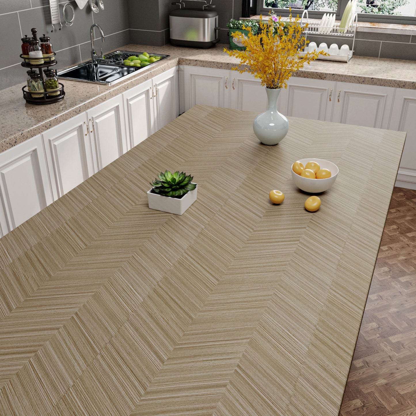 VaryPaper Herringbone Chevron Wood Contact Paper