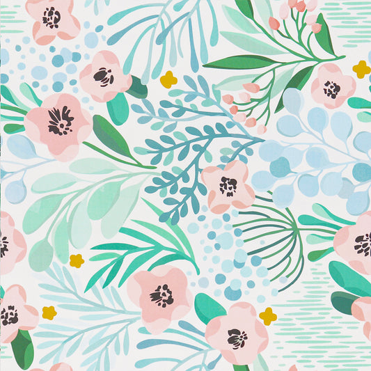 VaryPaper Pink Blue Green Floral Wallpaper
