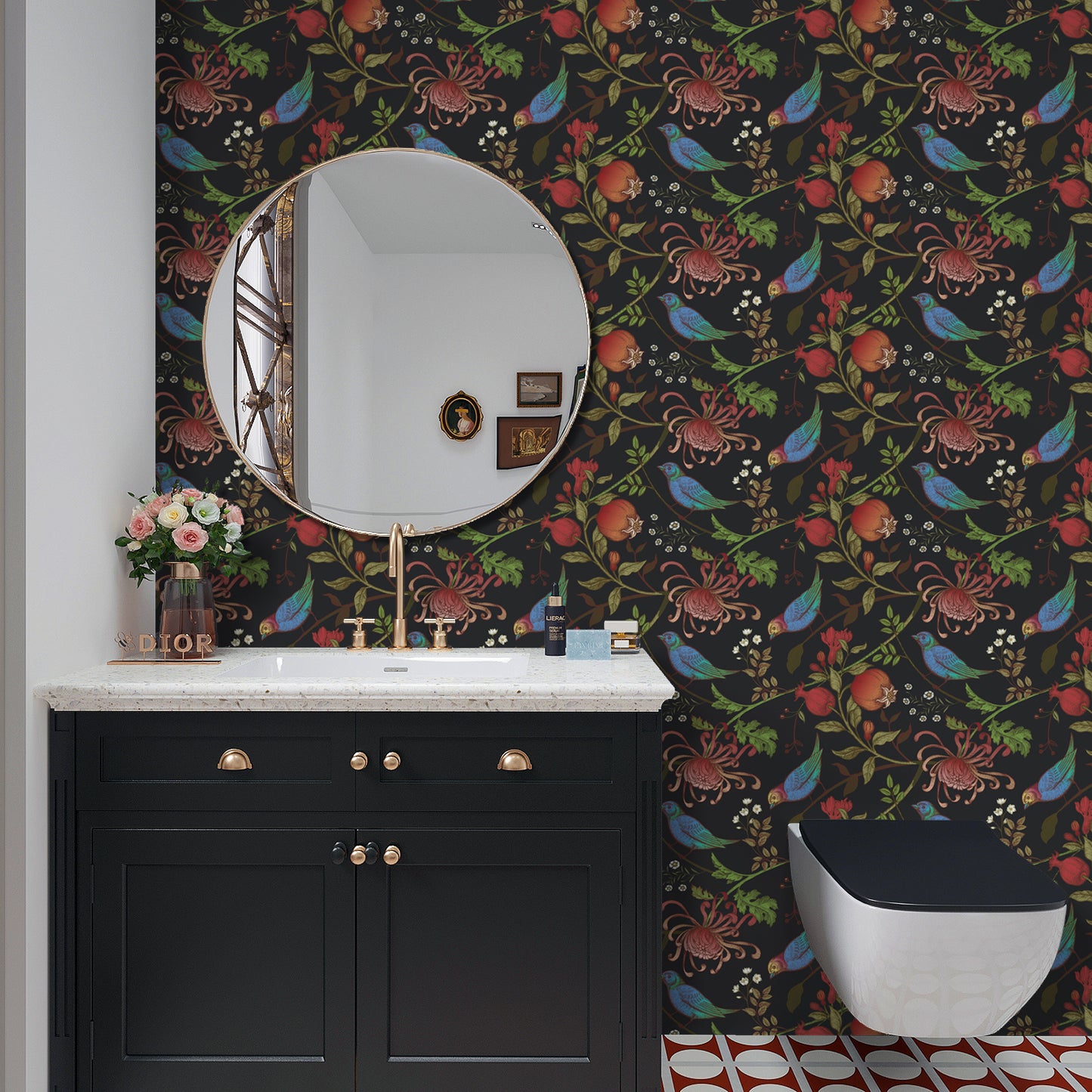 VaryPaper Vintage Dark Bird Floral Peel and Stick Wallpaper