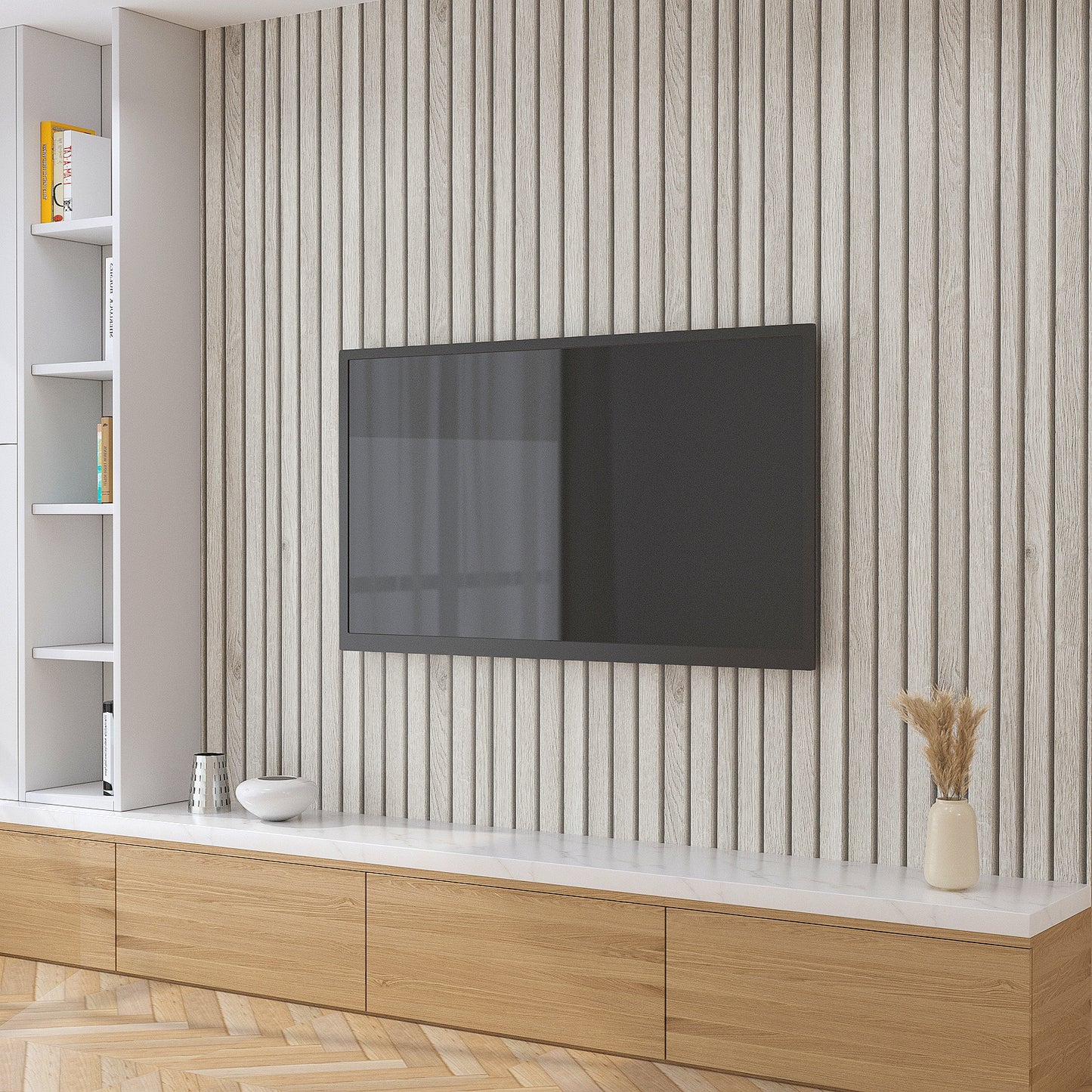 VaryPaper Grey Wood Slat Wallpaper