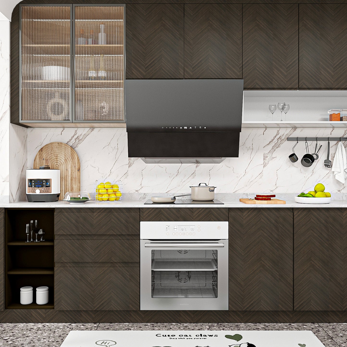 VaryPaper Herringbone Dark Brown Wood Contact Paper