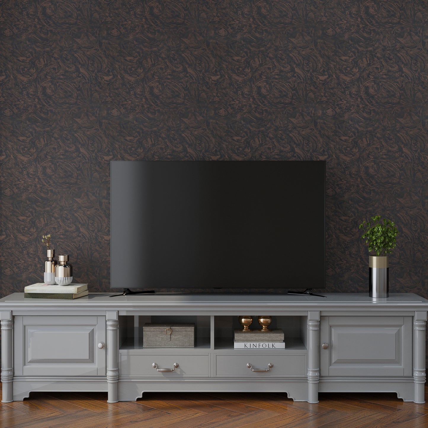VaryPaper Industrial Black Brown Concrete Wallpaper