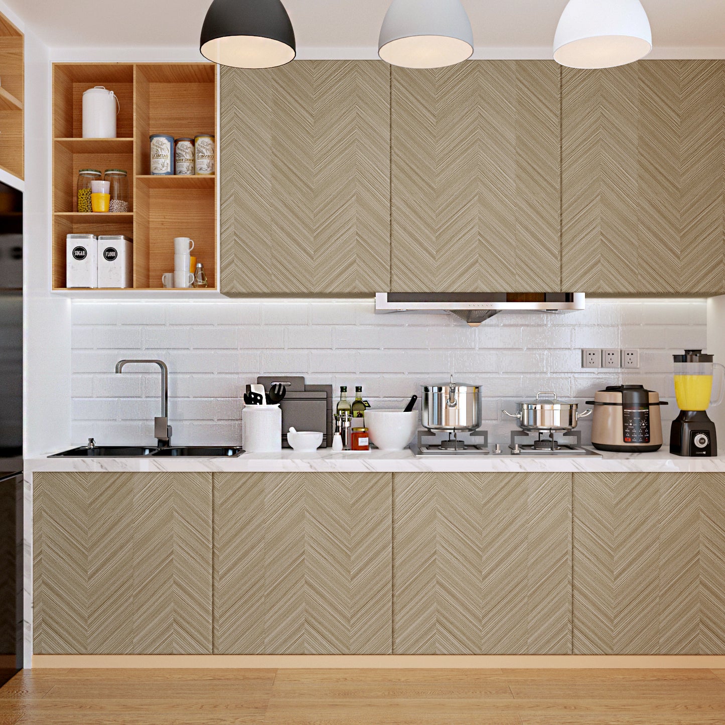 VaryPaper Herringbone Chevron Wood Contact Paper