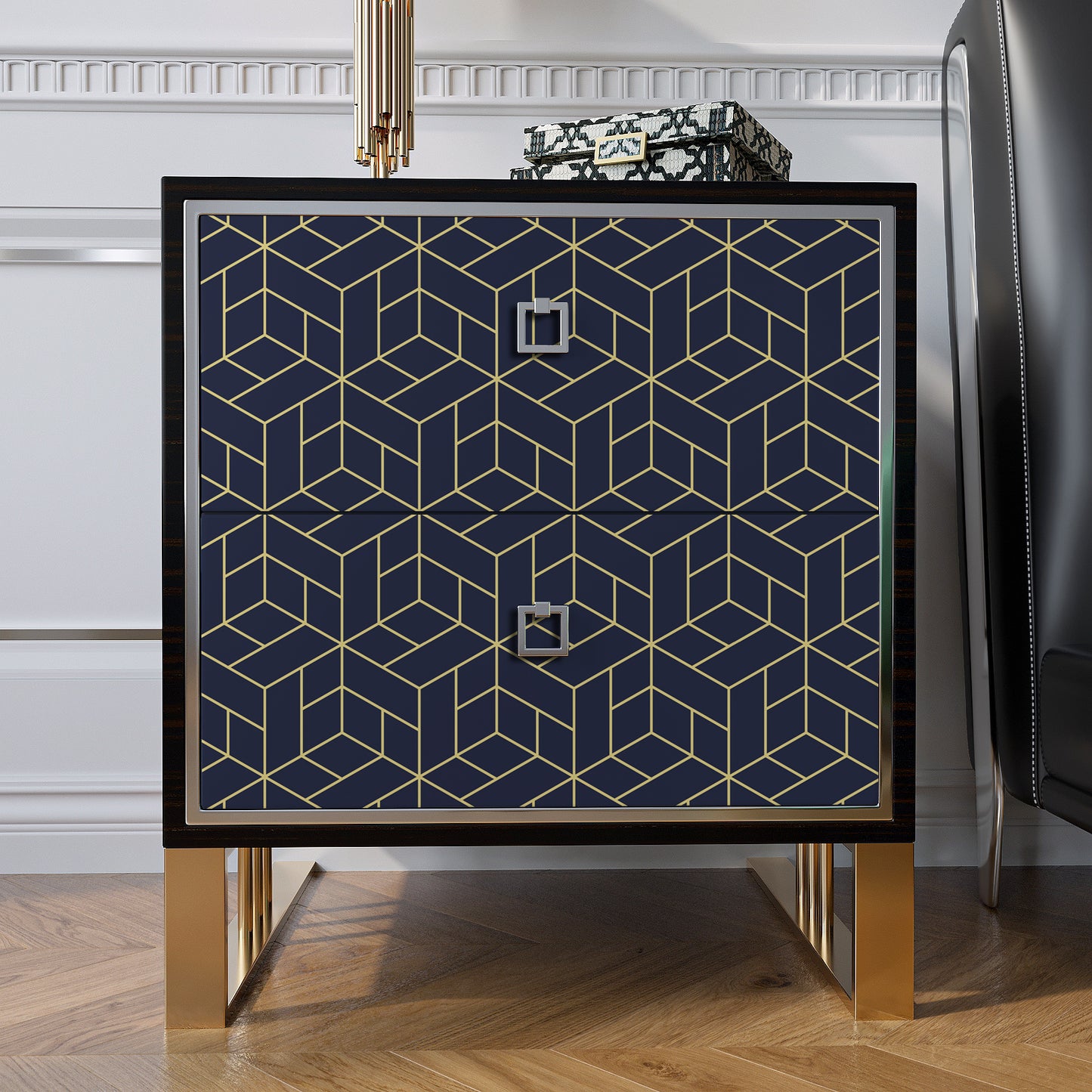 VaryPaper Navy Blue Hexagon Geometric Wallpaper