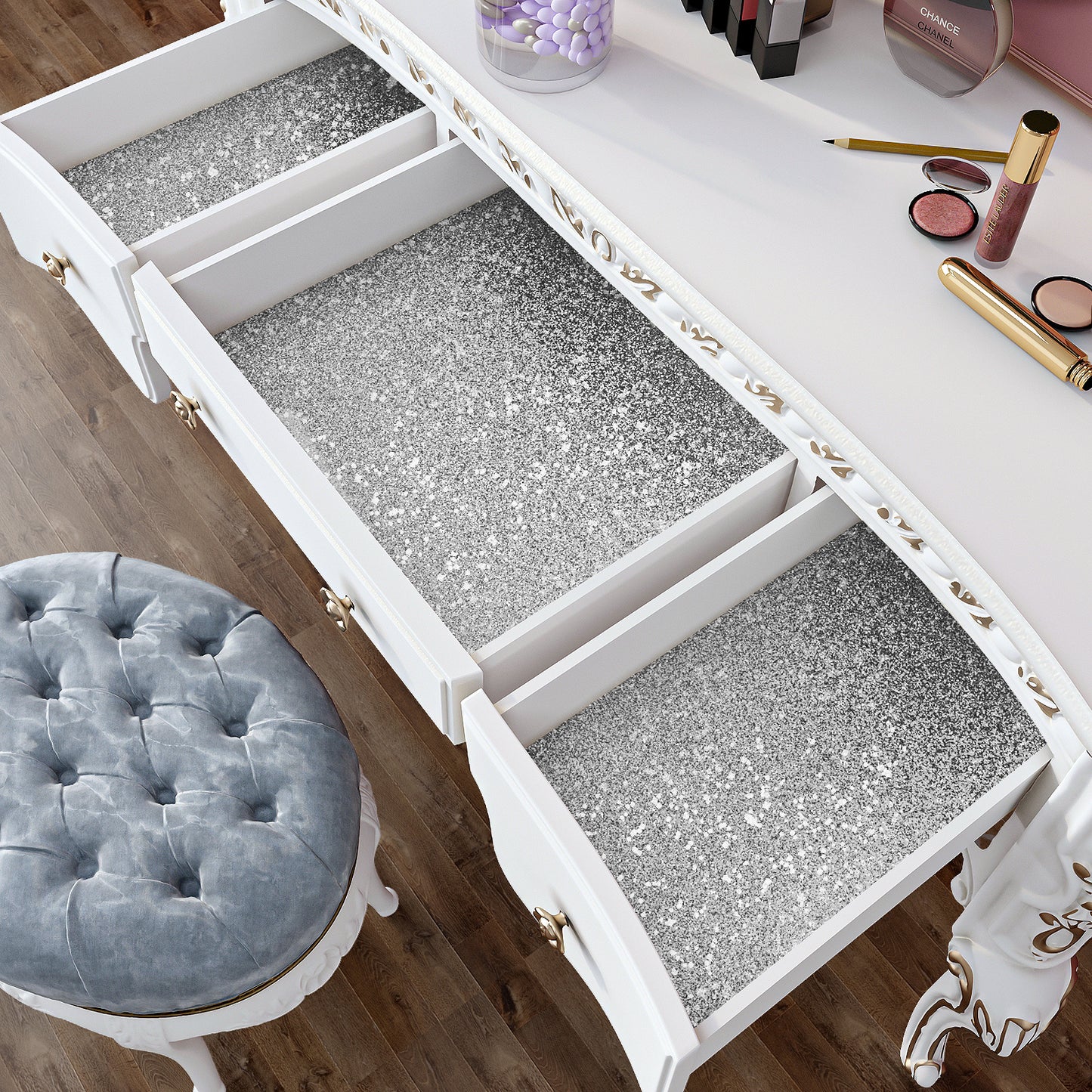 VaryPaper Silver Chunky Glitter Wallpaper