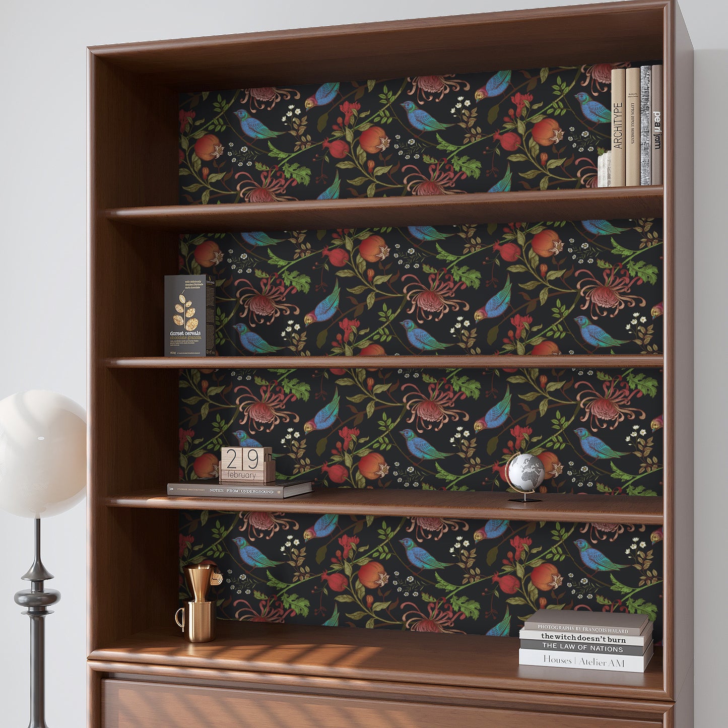 VaryPaper Vintage Dark Bird Floral Peel and Stick Wallpaper
