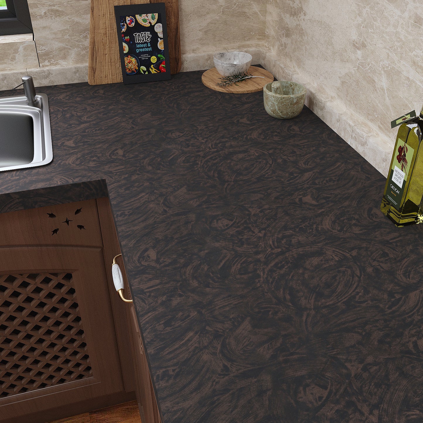 VaryPaper Industrial Black Brown Concrete Wallpaper