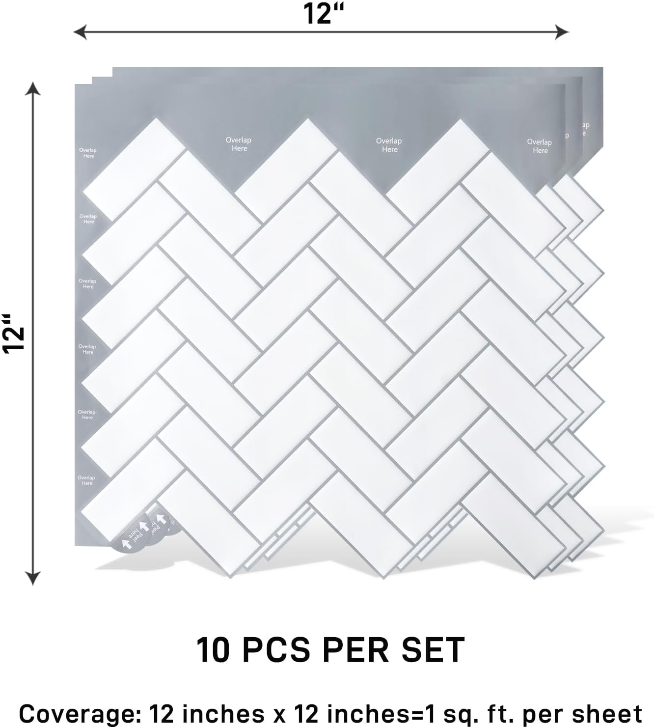 VaryPaper White Herringbone Backsplash Wall Tiles
