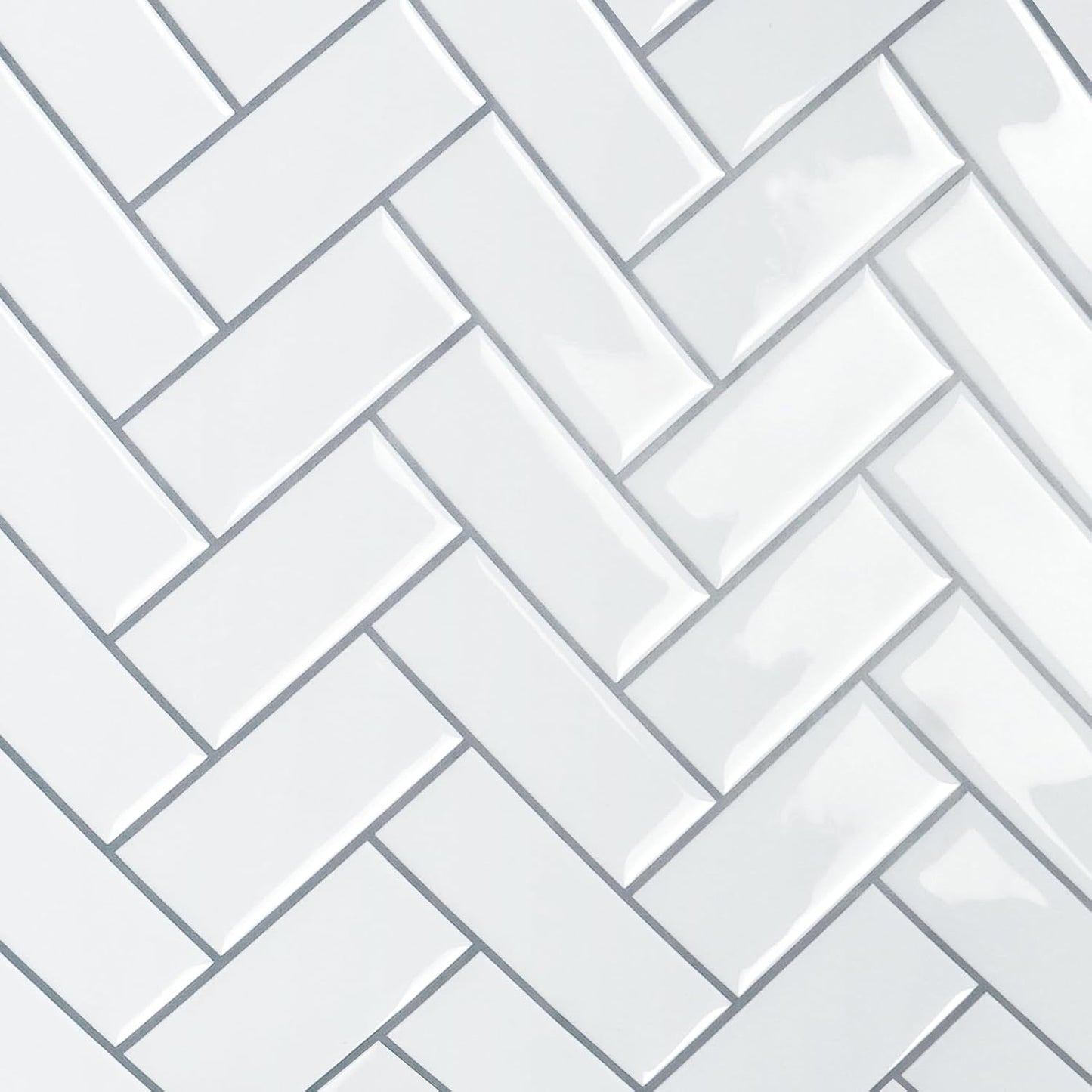VaryPaper White Herringbone Backsplash Wall Tiles