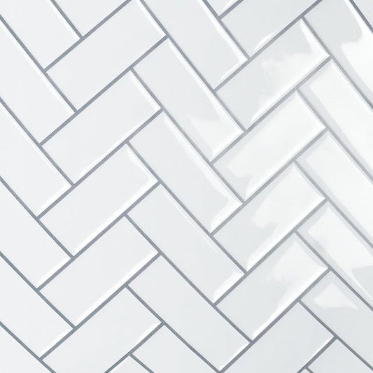 VaryPaper White Herringbone Backsplash Wall Tiles