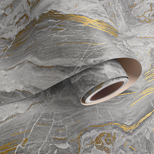 VaryPaper Matte Grey Gold Marble Contact Paper