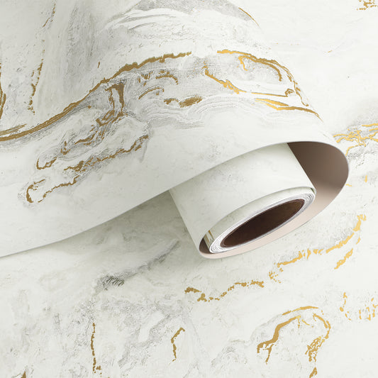 VaryPaper Matte Gold Beige Marble Contact Paper