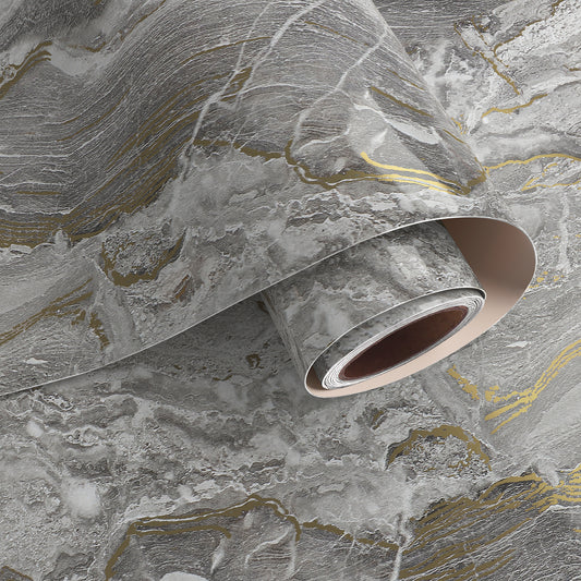 VaryPaper Glossy Grey Gold Marble Contact Paper