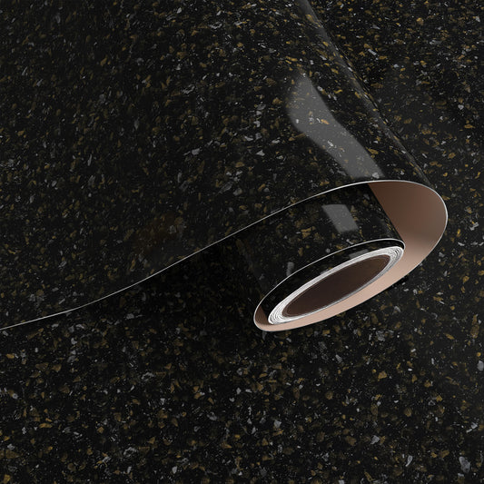 VaryPaper Black Gold Granite Contact Paper