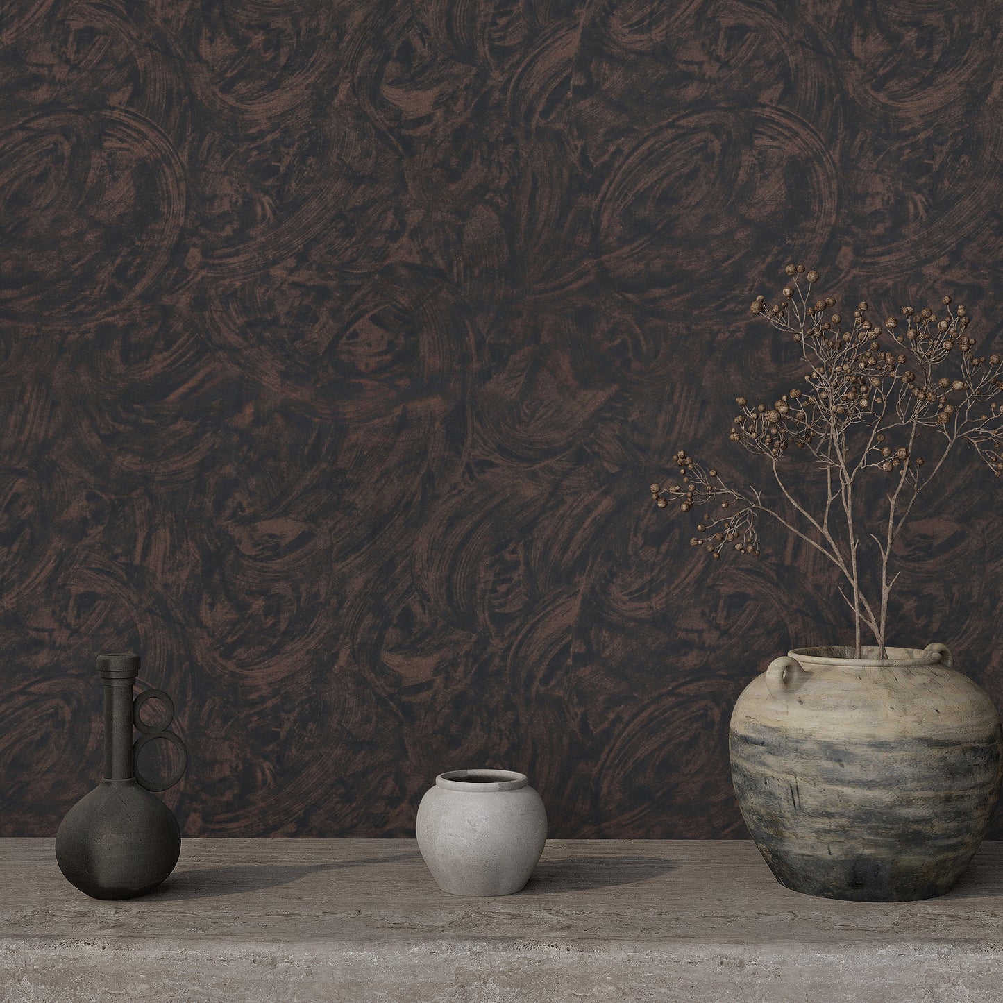 VaryPaper Industrial Black Brown Concrete Wallpaper