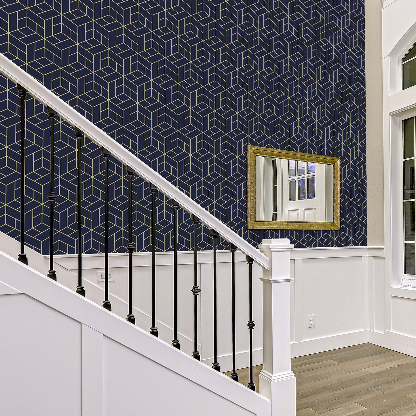 VaryPaper Navy Blue Hexagon Geometric Wallpaper