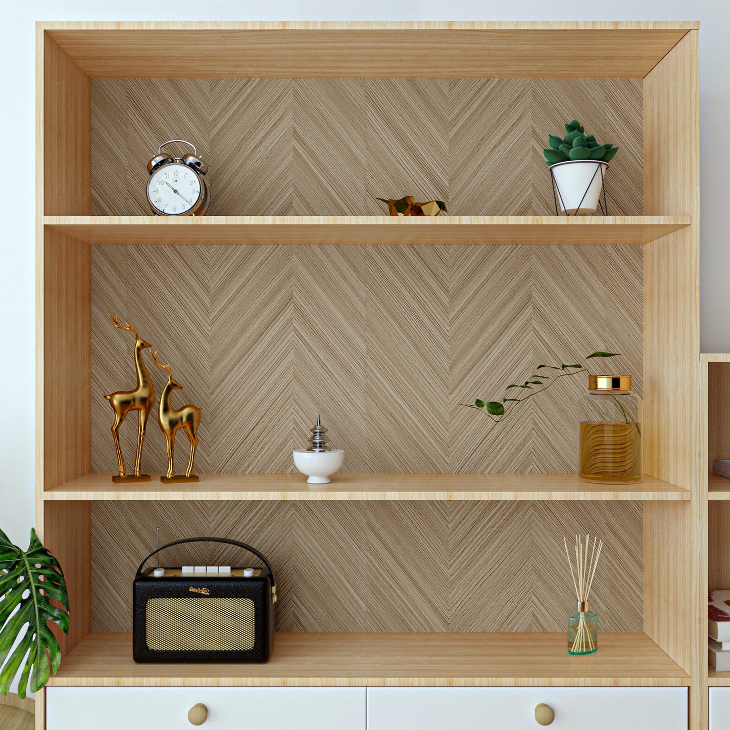 VaryPaper Herringbone Chevron Wood Contact Paper