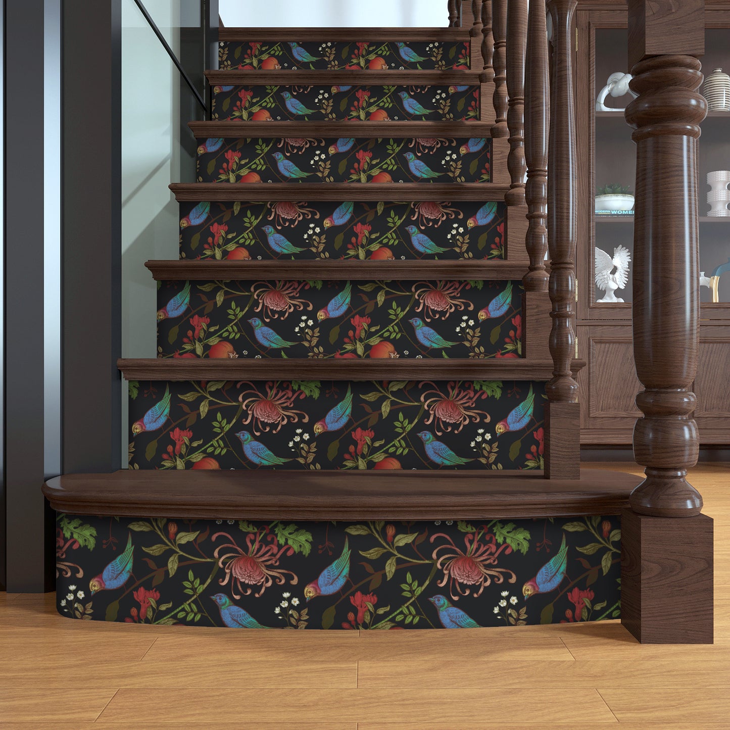 VaryPaper Vintage Dark Bird Floral Peel and Stick Wallpaper