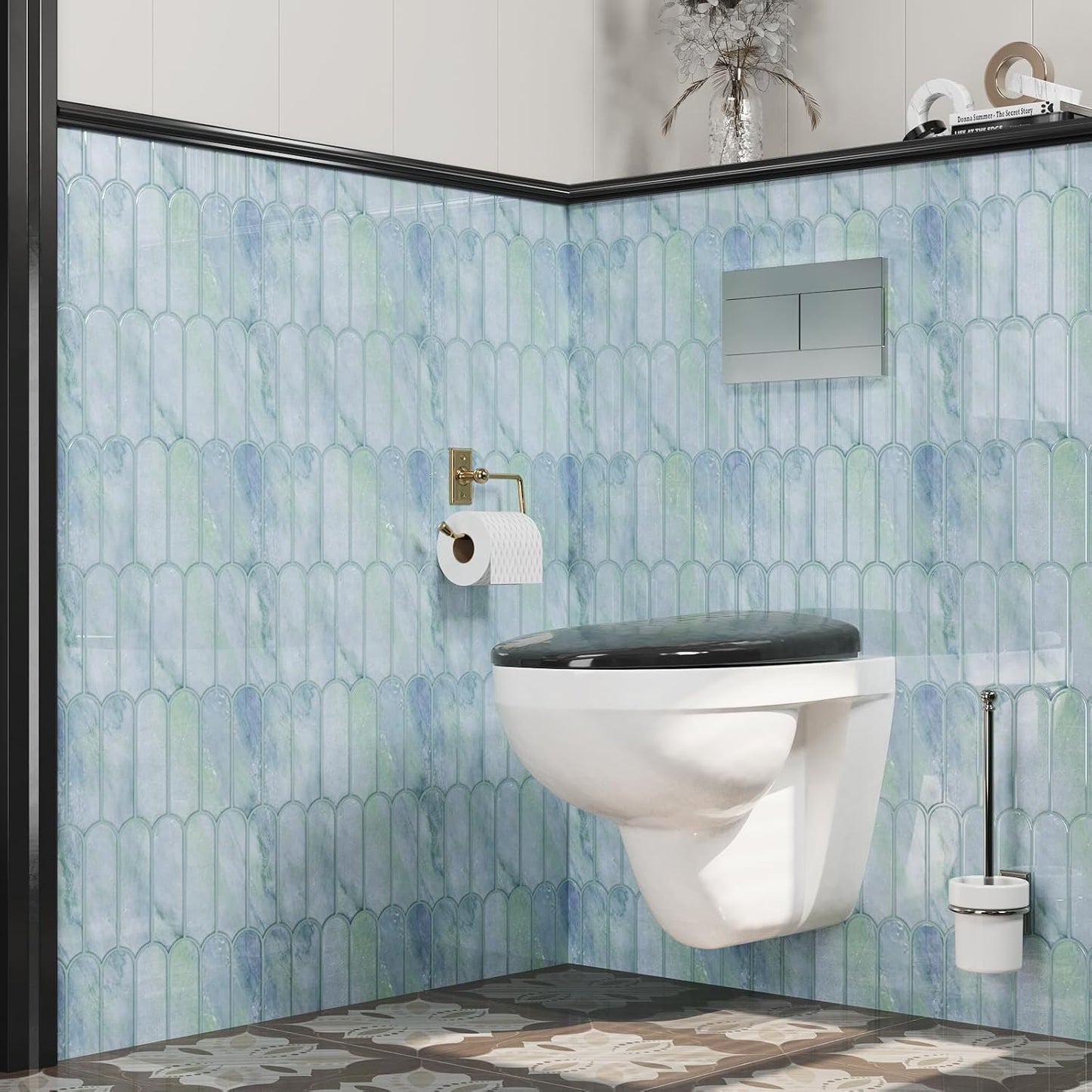 VaryPaper Pale Green Blue Marble Backsplash Wall Tiles