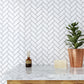 VaryPaper White Herringbone Backsplash Wall Tiles