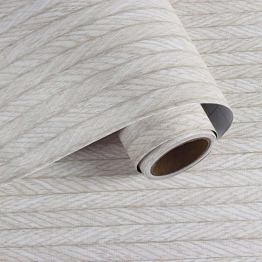 VaryPaper Light Grey Striped Grasscloth Wallpaper