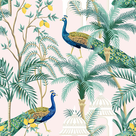 VaryPaper Chinoiserie Palace Peacock Wallpaper