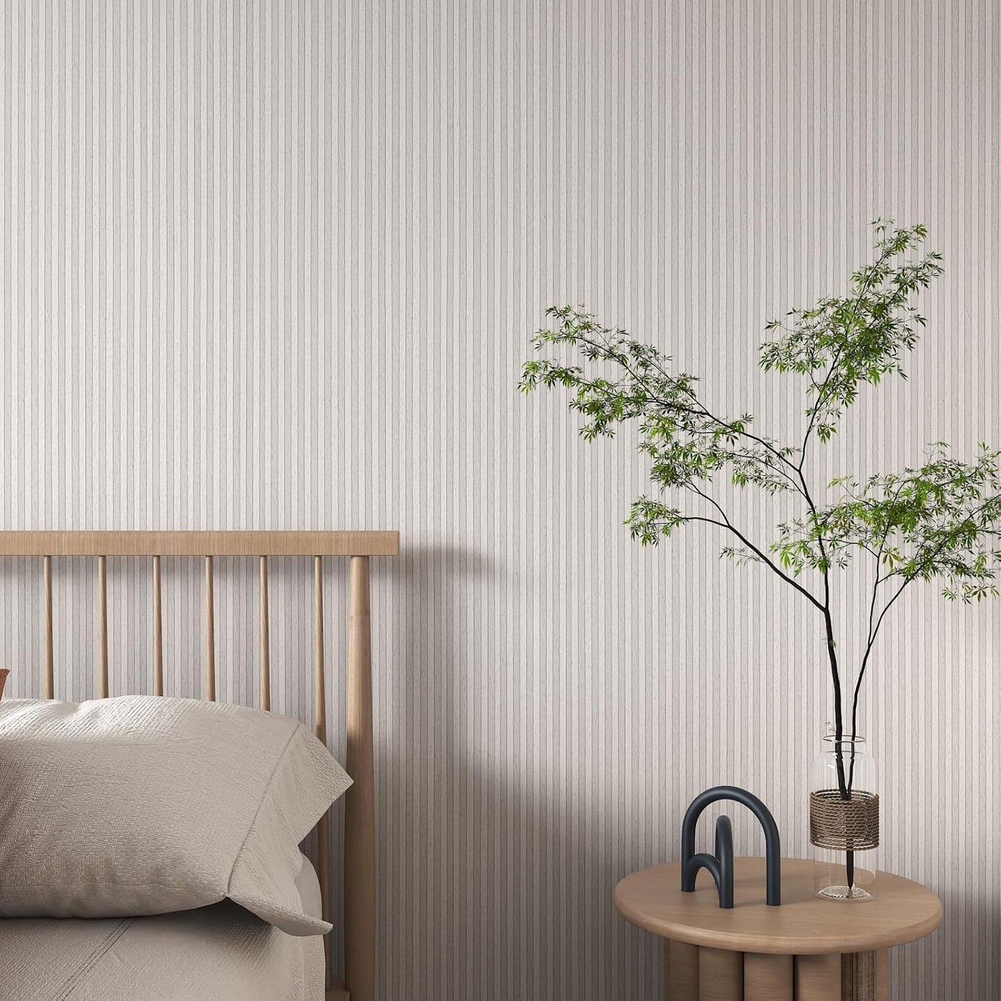 VaryPaper Light Grey Wood Stripes Wallpaper