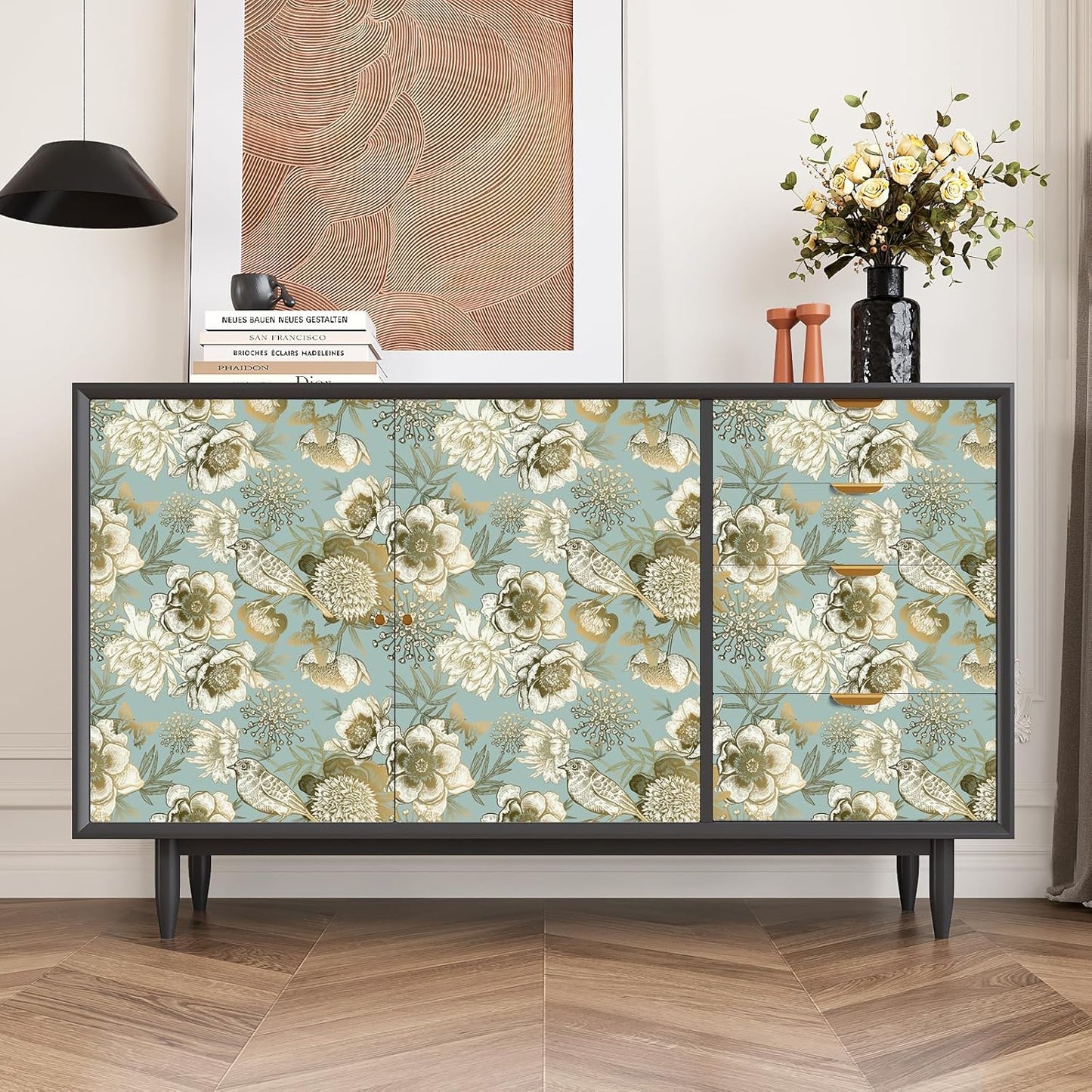 VaryPaper Vintage Gold Floral Bird Wallpaper