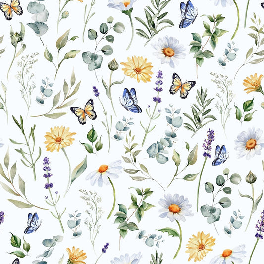 VaryPaper Watercolor Leaf Daisy Butterfly Wallpaper