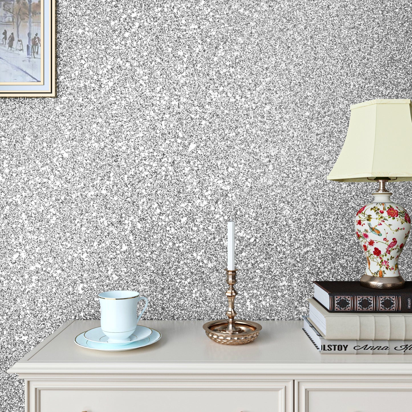 VaryPaper Silver Chunky Glitter Wallpaper
