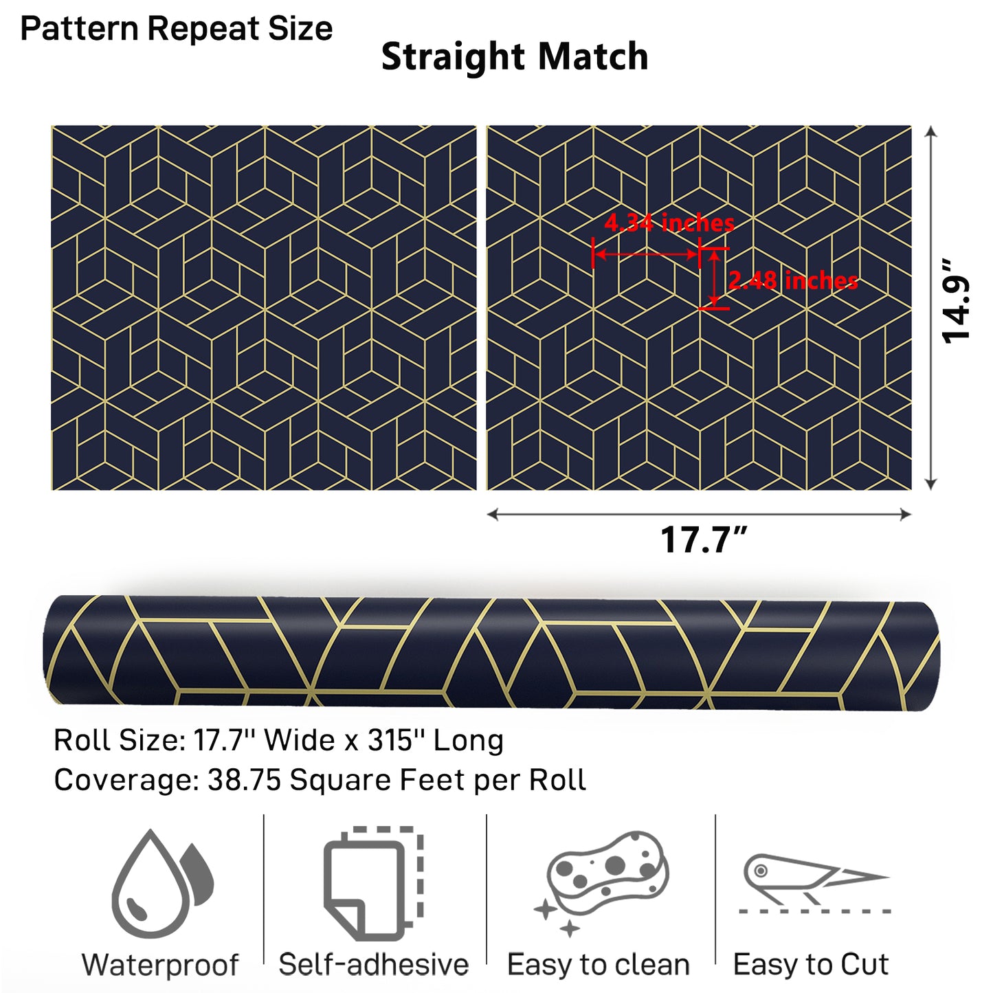 VaryPaper Navy Blue Hexagon Geometric Wallpaper