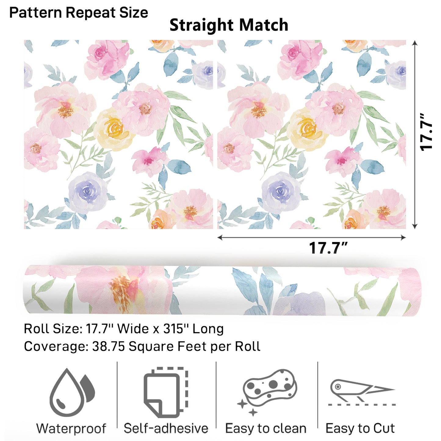 VaryPaper Watercolor Peony Floral Peel and Stick Wallpaper