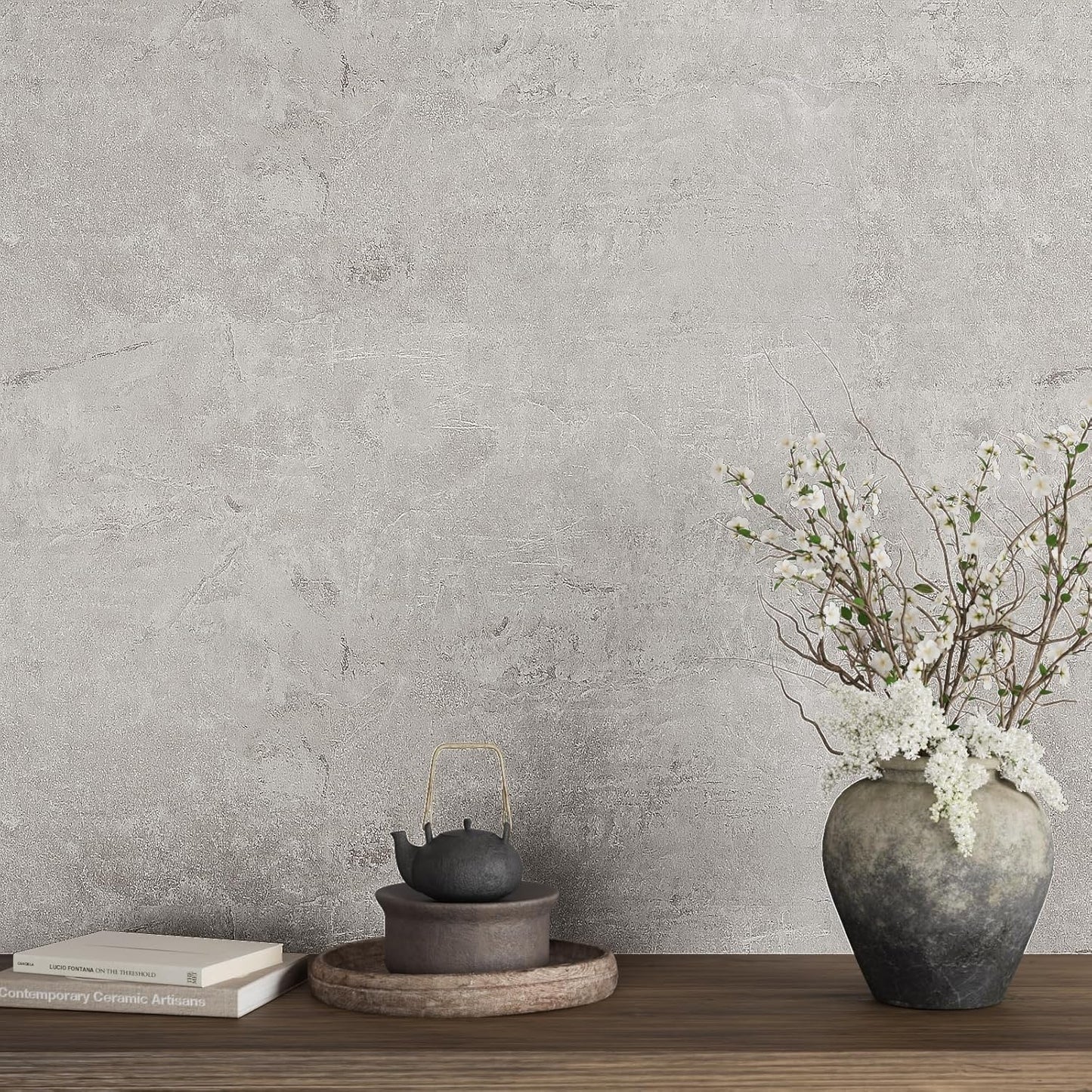 VaryPaper Limewash Grey Cement Wallpaper