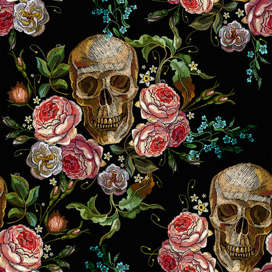 VaryPaper Vintage Floral Skull Gothic Floral Wallpaper