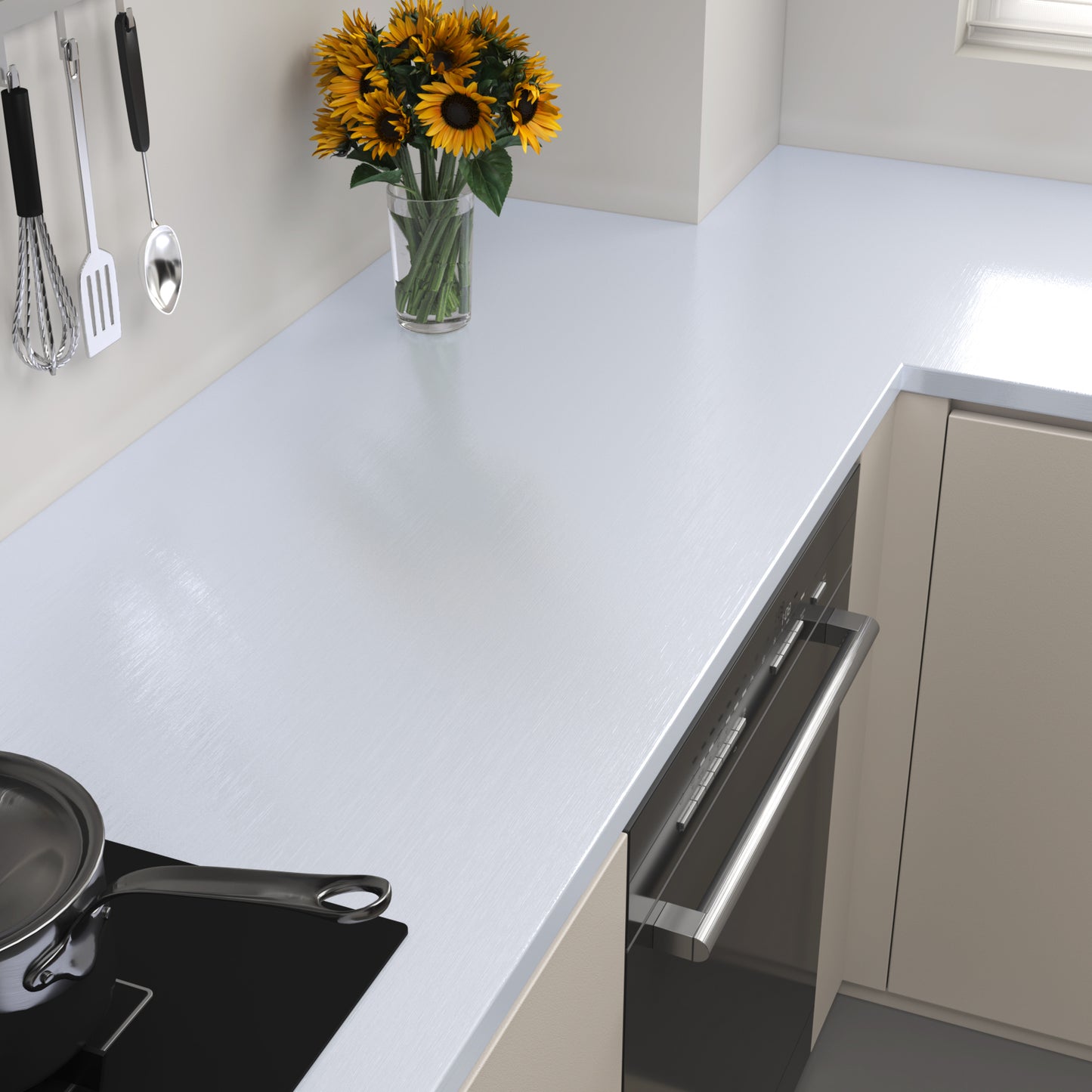 VaryPaper Lustre White Brushed Stainless Steel Contact Paper