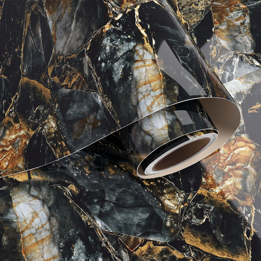 VaryPaper Black and Gold Marble Marble Contact Paper