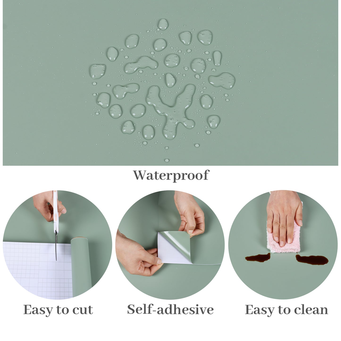 VaryPaper Light Sage Green Contact Paper Skin-friendly