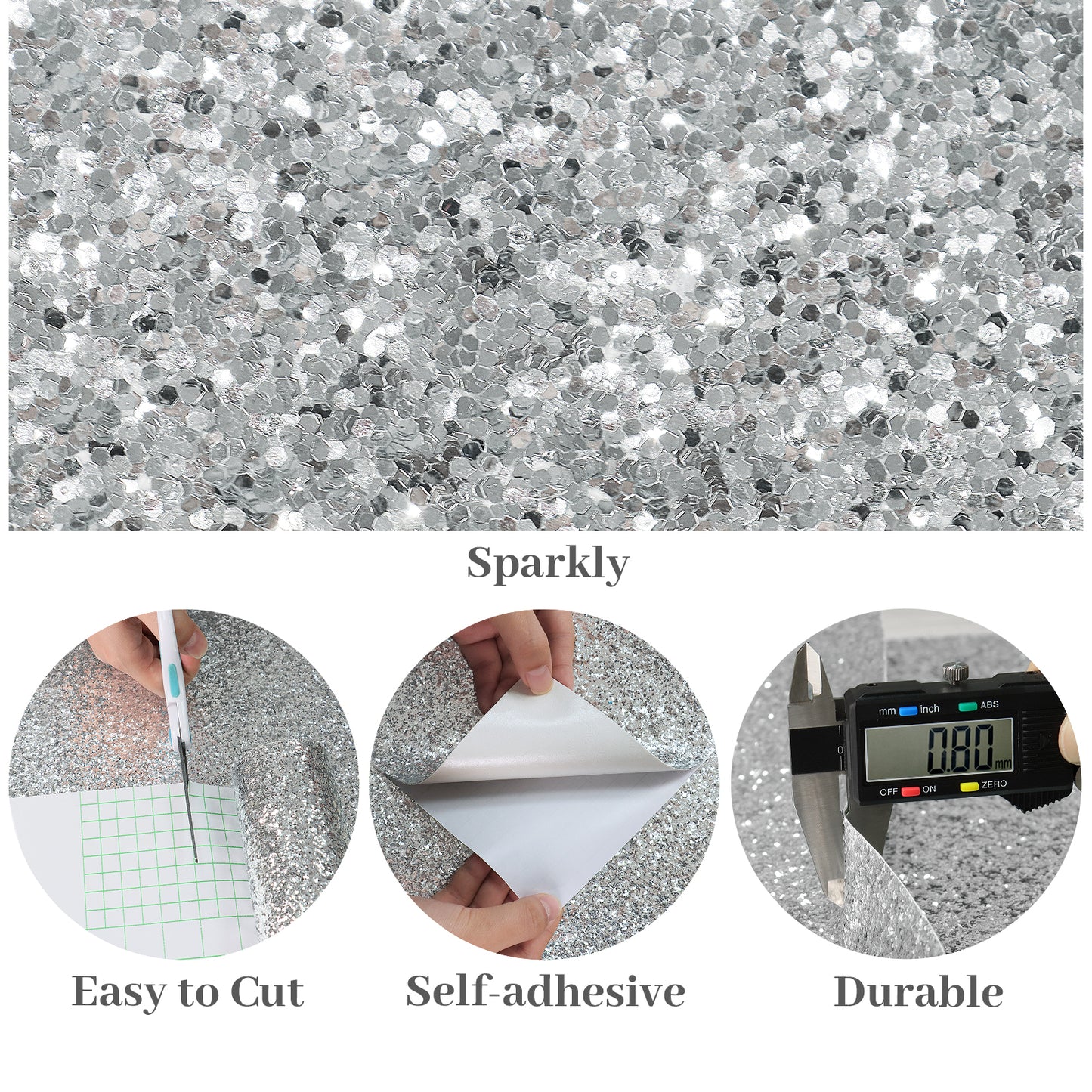 VaryPaper Silver Chunky Glitter Wallpaper