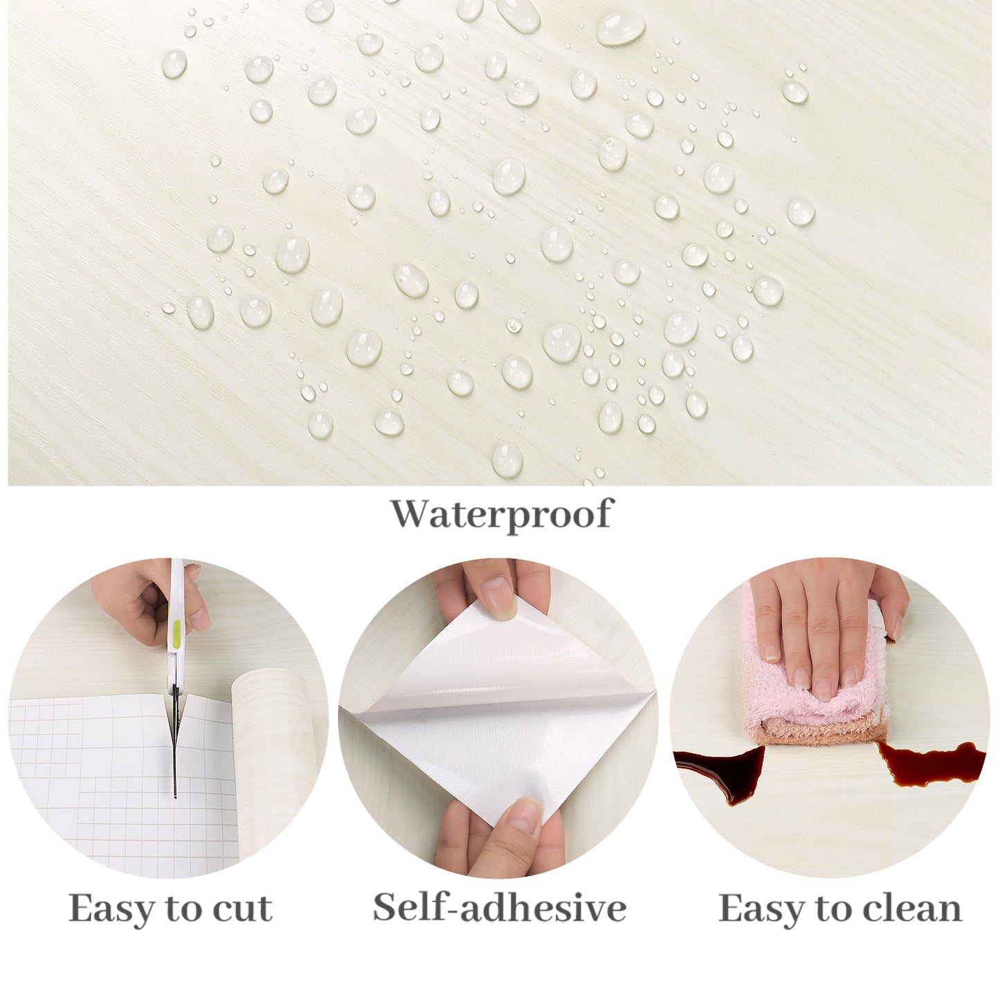 VaryPaper Off White Wood Grain Contact Paper