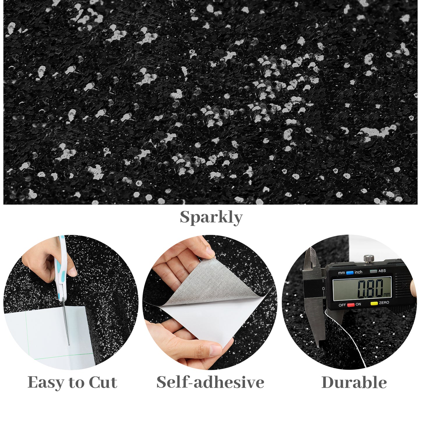 VaryPaper Black Chunky Glitter Wallpaper