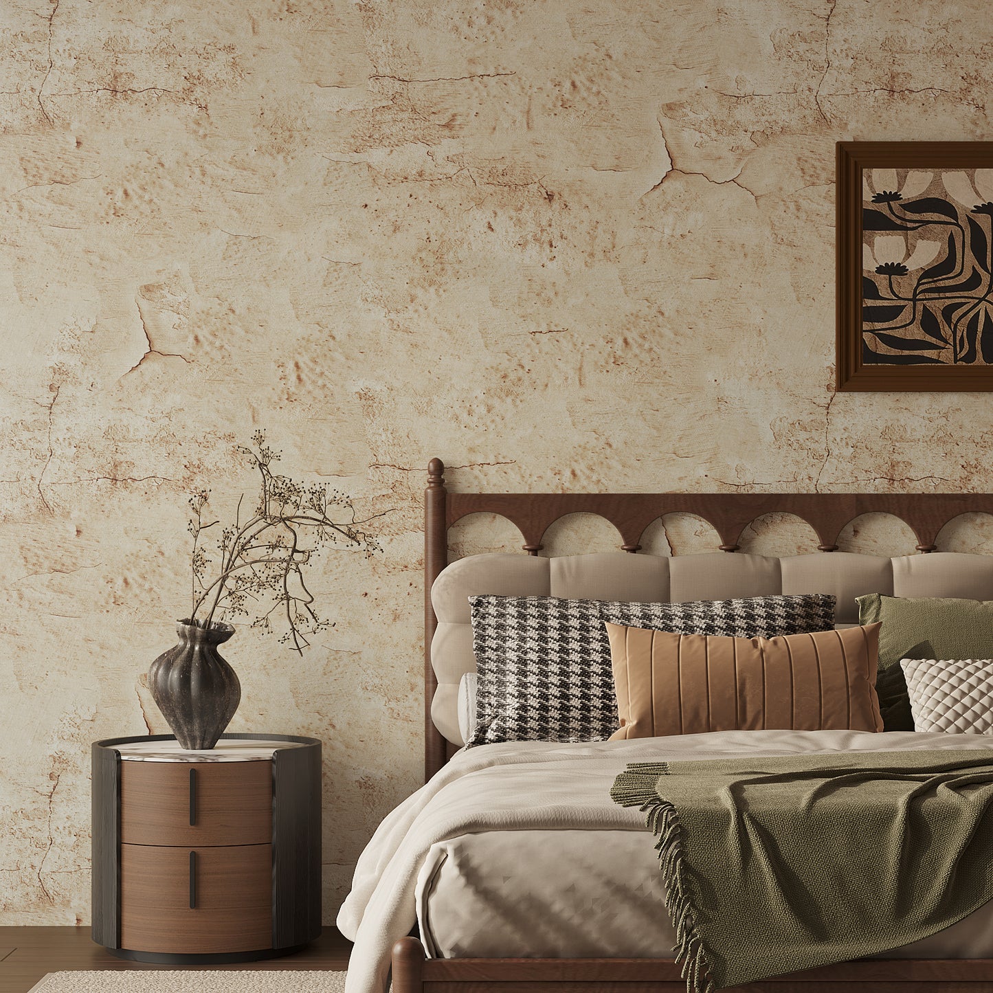 VaryPaper Tan Cracked Concrete Wallpaper