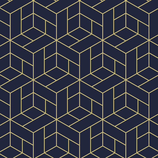 VaryPaper Navy Blue Hexagon Geometric Wallpaper