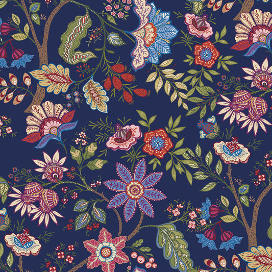 VaryPaper Exotic Blue Floral Peel and Stick Wallpaper