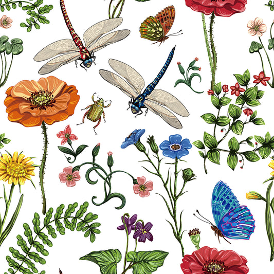 VaryPaper Boho Dragonfly Floral Peel and Stick Wallpaper