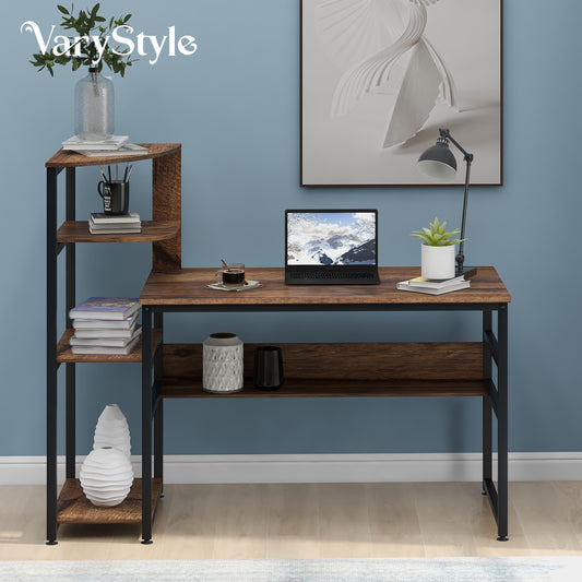 VaryStyle Computer Desk with Multi-Tier Bookshelf