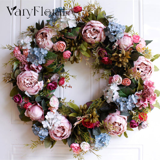 VaryFloral Artificial Rose Wreath for Front Door