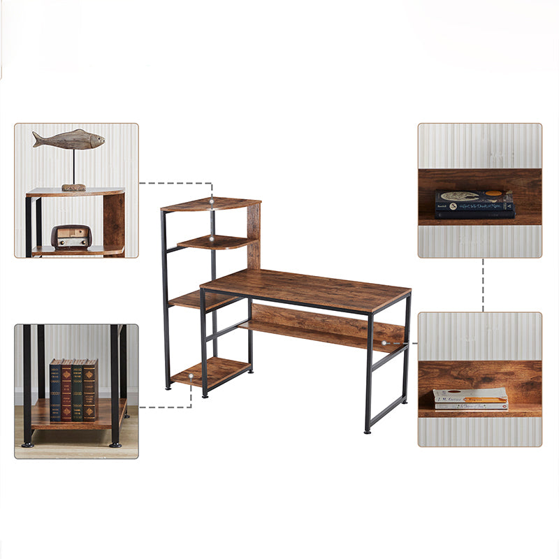 VaryStyle Computer Desk with Multi-Tier Bookshelf