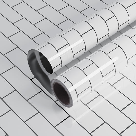 VaryPaper Glossy White Brick Wallpaper