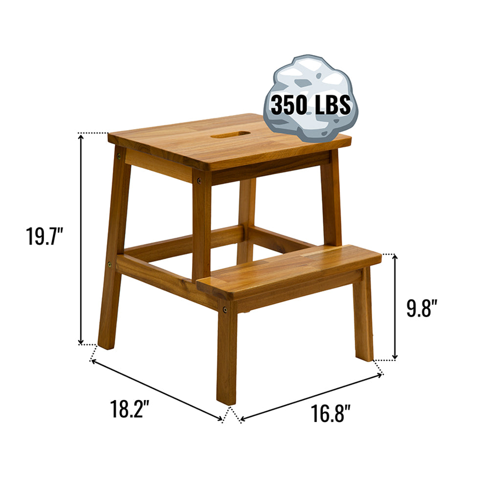 VaryStyle Wooden Two Step Stool